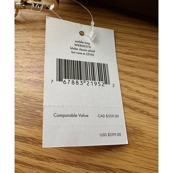 KATE SPADE PLAID SADDLE BAG "BLAKE" CROSSBODY PURSE BRIGHT ROSE RED & BLACK NEW! - Picture 5 of 8